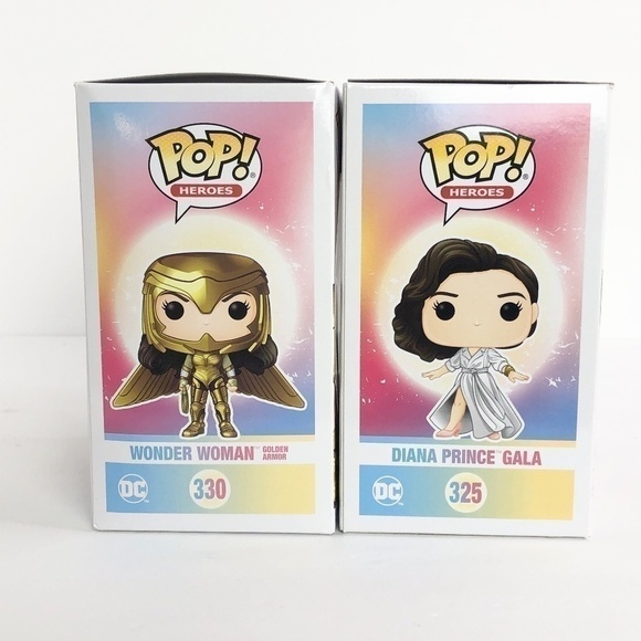 NIB Funko Pop Wonder Woman WW84 Golden Armor 330 & 325 - Picture 4 of 6